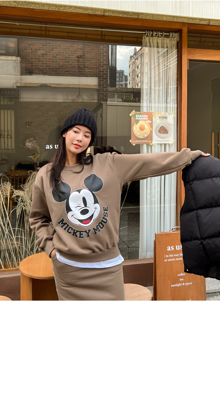 [[SET]퍼니 미키 기모 라인 스커트세트] 24시간 편하고 예쁘게, 핑크시슬리